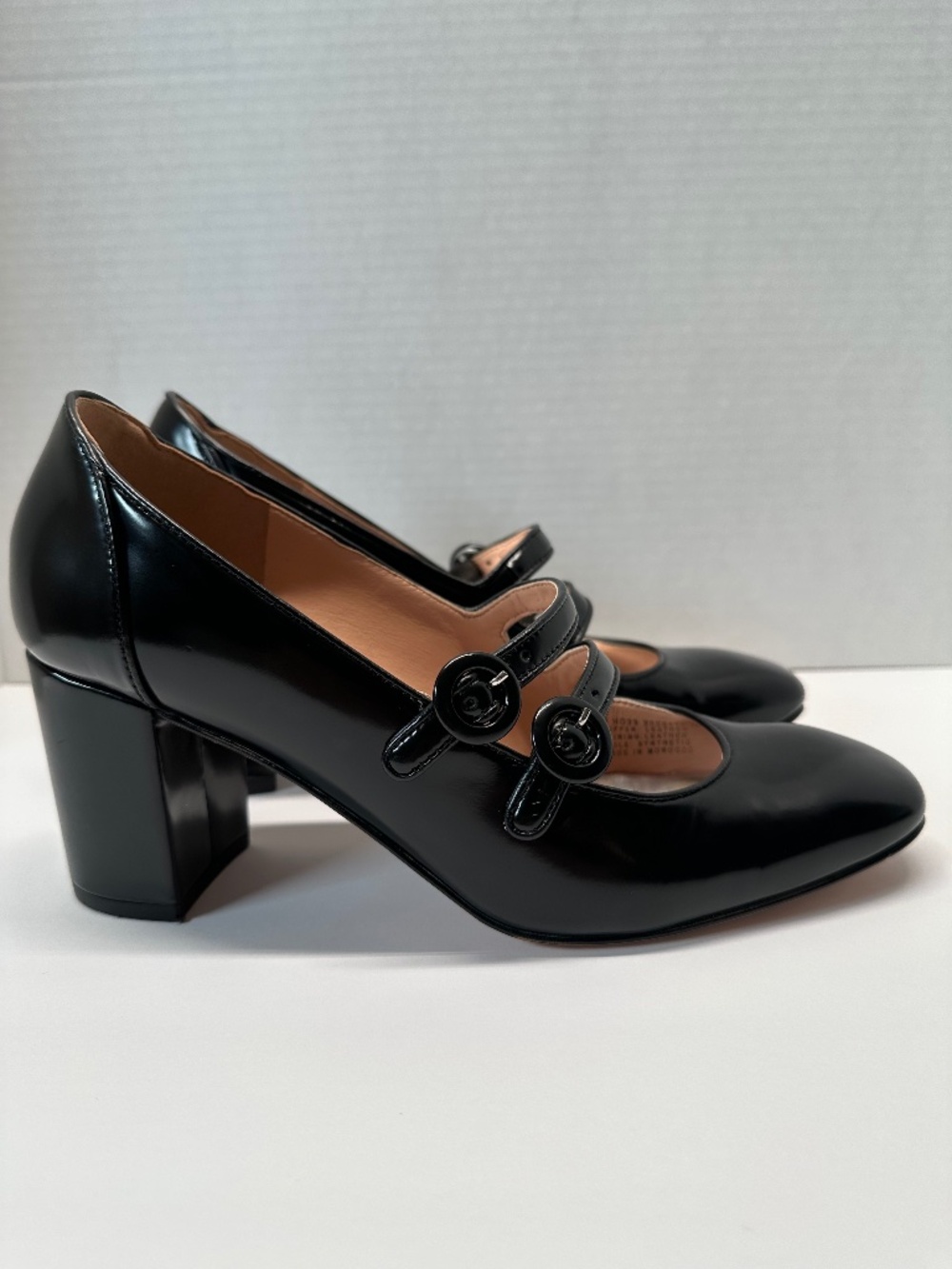 J Crew Black Patent Leather Maisie Double Strap Mary Jane Block Heel Sz. US 9